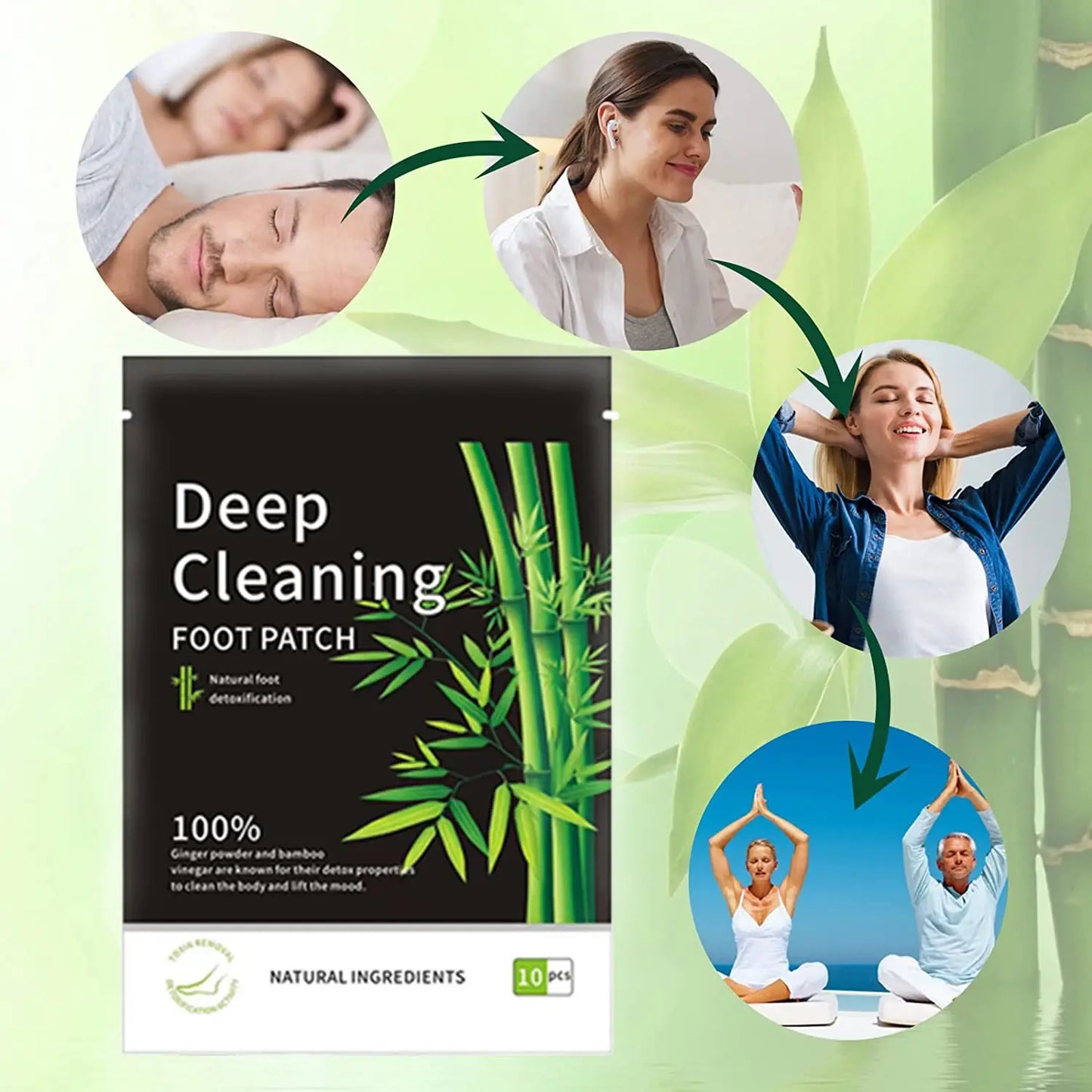 Tiefen reinigendes Fuß pflaster für besseren Schlaf Premium-Fuß polster aus Bambus kohle mit Fußpflege aus Ingwer pulver